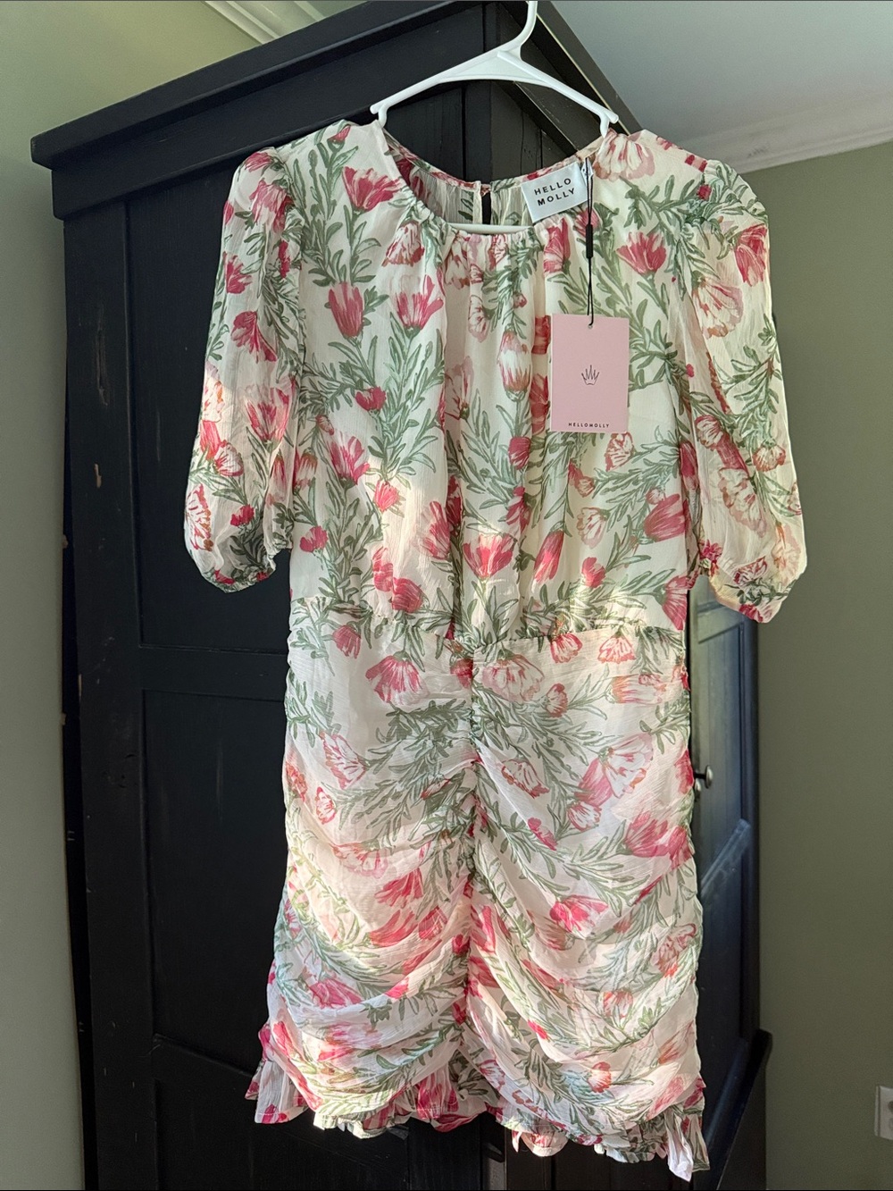 Hello Molly Cream Floral Ruched Dress